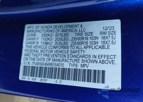 2024 Honda Cr-V Hybrid Sport-L z USA, uszkodzony, nr VIN 7FARS6H84RE054015